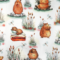 100% Baumwolle Capybara auf weißem Hintergrund