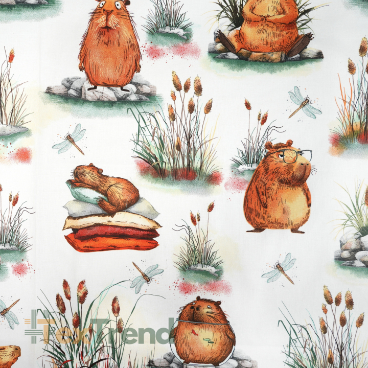 100% Baumwolle Capybara auf weißem Hintergrund
