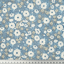 100% Baumwolle Ecru Blumenmuster auf Jeanshintergrund - 220cm