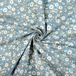 100% Baumwolle Ecru Blumenmuster auf Jeanshintergrund - 220cm