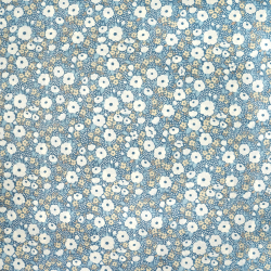 100% Baumwolle Ecru Blumenmuster auf Jeanshintergrund - 220cm