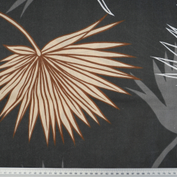 100% Baumwolle große Palmenblätter auf grauem Hintergrund - 220cm