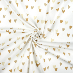 100% Baumwolle Herzen beige-braun auf weißem Hintergrund