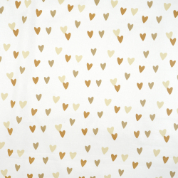 100% Baumwolle Herzen beige-braun auf weißem Hintergrund