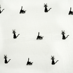 Doppel-Gaze Musselin mit schwarzen Kätzchen