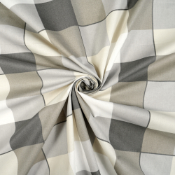 100% Baumwolle große beige-graue Karos