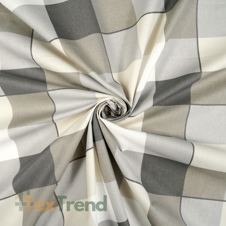 100% Baumwolle große beige-graue Karos