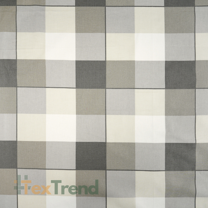 100% Baumwolle große beige-graue Karos