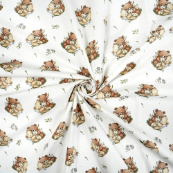 100% Baumwolle Family Bären braun auf weißem Hintergrund