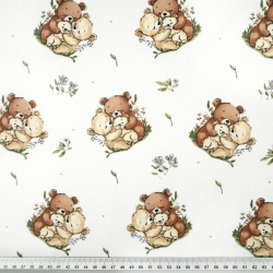 100% Baumwolle Family Bären braun auf weißem Hintergrund