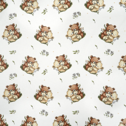 100% Baumwolle Family Bären braun auf weißem Hintergrund