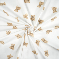 100% Baumwolle hellbraune Bären auf weißem Hintergrund