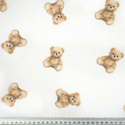 100% Baumwolle hellbraune Bären auf weißem Hintergrund