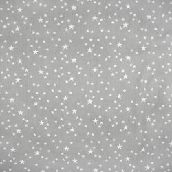 100% Baumwolle kleine und große weiße Sterne auf grauem Hintergrund