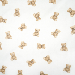 100% Baumwolle hellbraune Bären auf weißem Hintergrund