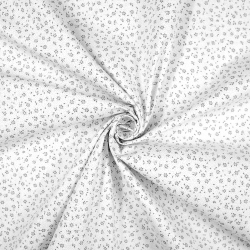 100% Baumwolle MINI Punktmuster grau auf weißem Hintergrund