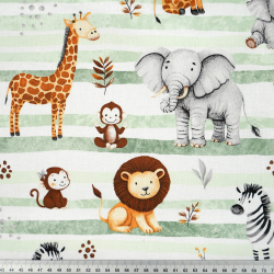 100% Baumwolle afrikanische Tiere in grünen Streifen