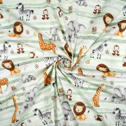 100% Baumwolle afrikanische Tiere in grünen Streifen