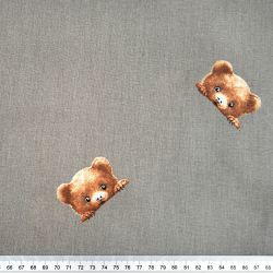 100% Baumwolle Bärenköpfe auf braunem Hintergrund