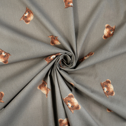 100% Baumwolle Bärenköpfe auf braunem Hintergrund