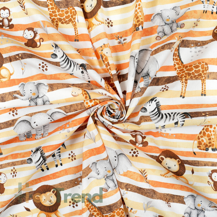 100% Baumwolle afrikanische Tiere mit orangefarbenen Streifen