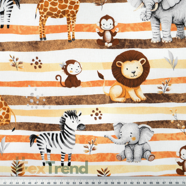 100% Baumwolle afrikanische Tiere mit orangefarbenen Streifen