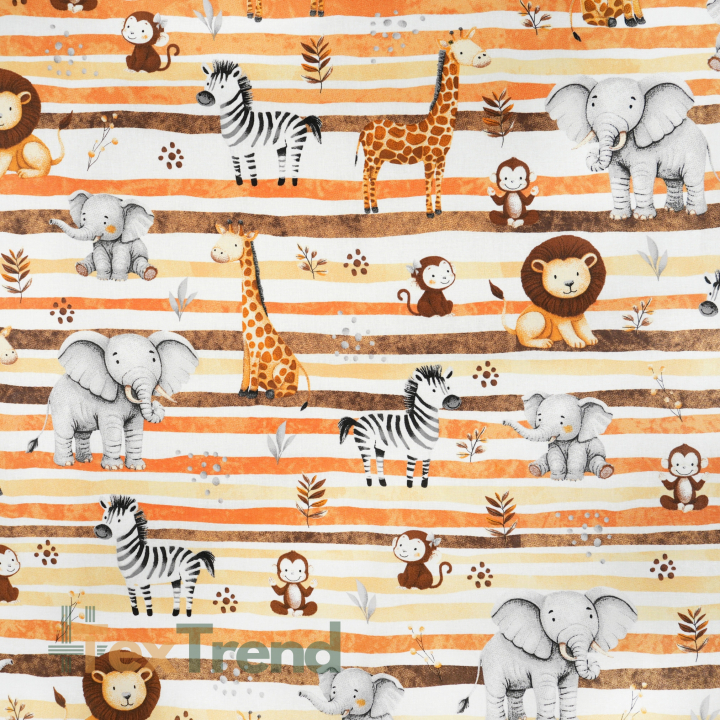 100% Baumwolle afrikanische Tiere mit orangefarbenen Streifen