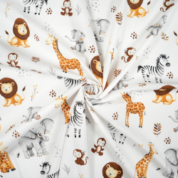 100% Baumwolle afrikanische Tiere auf weißem Hintergrund