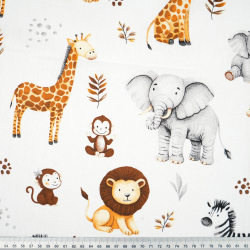 100% Baumwolle afrikanische Tiere auf weißem Hintergrund