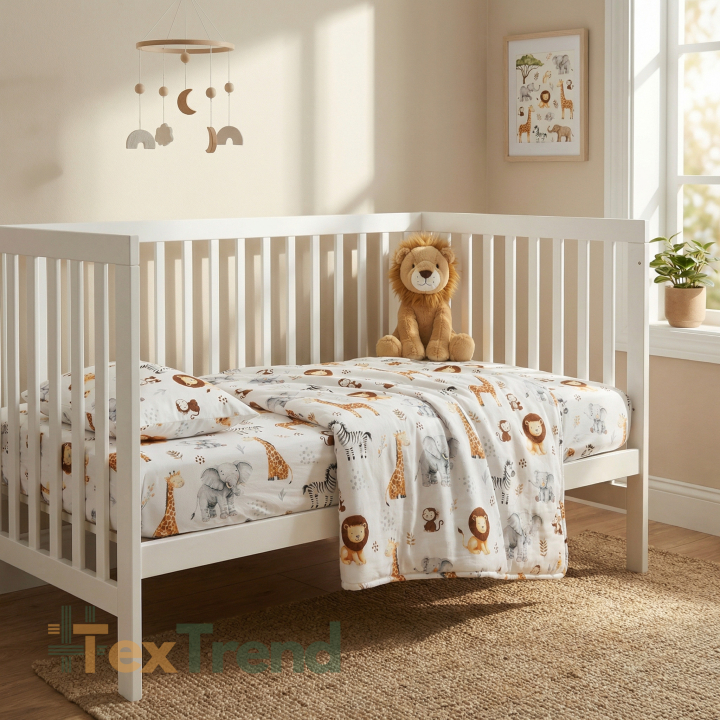 100% Baumwolle afrikanische Tiere auf weißem Hintergrund