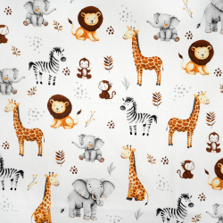 100% Baumwolle afrikanische Tiere auf weißem Hintergrund