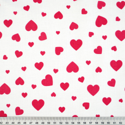 100% Baumwolle kleine und große rote Herzen auf weißem Hintergrund