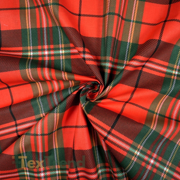 100% Baumwolle Schottenmuster Weihnachtsrot-Grün