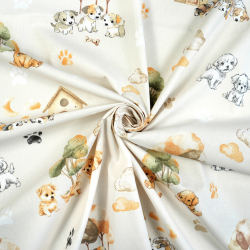 100% Baumwolle Welpen auf hellbeigem Hintergrund