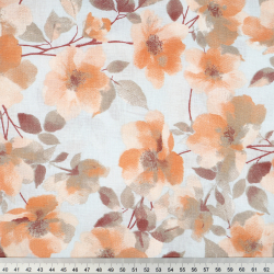 100% Baumwolle Blumen in Rot-Beige auf grauem Hintergrund