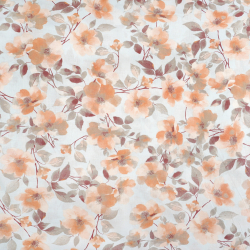 100% Baumwolle Blumen in Rot-Beige auf grauem Hintergrund