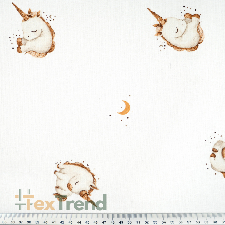 100% Baumwolle Einhörner auf weißem Hintergrund