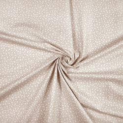 100% Baumwolle MINI Wiese mit weißen Punkten auf beigem Hintergrund