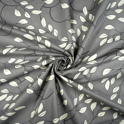 100% Baumwolle Ecru-Zweige auf grauem Hintergrund - 220 cm