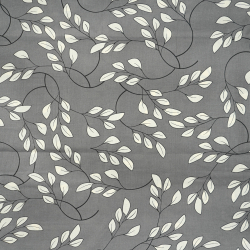 100% Baumwolle Ecru-Zweige auf grauem Hintergrund - 220 cm