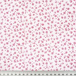 100% Baumwolle MINI mit bordeauxfarbenen Punkten auf weißem Hintergrund