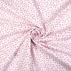 100% Baumwolle MINI mit bordeauxfarbenen Punkten auf weißem Hintergrund