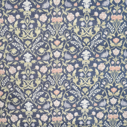 100% Baumwolle mit floralem Vintage-Ornament auf Jeans-Hintergrund