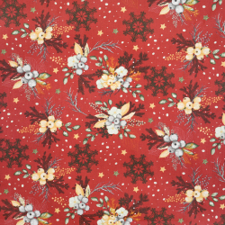 100% Baumwolle mit Weihnachtsmuster auf rotem Hintergrund