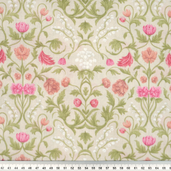 100% Baumwolle Vintage Blumenornament auf beigem Hintergrund