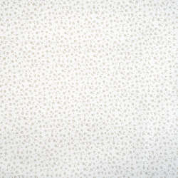 100% Baumwolle Mini Blumenmuster mit beigen Punkten auf weißem Hintergrund
