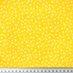 100% Baumwolle Mini Wiese mit Punkten auf gelbem Hintergrund
