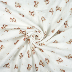 Doppel-Gaze mit bedruckten Bären und Zweigen