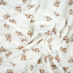 Doppel-Gaze mit bedruckten Bären und Zweigen