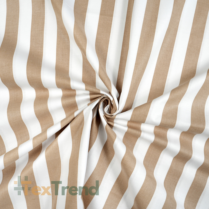 100% Baumwolle weiß-beige gestreift